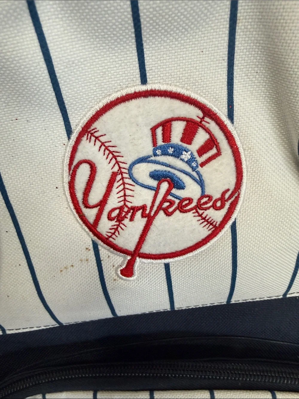 NY YANKEES!  Navy & White Pinstripe Backpack - Official Team Logo